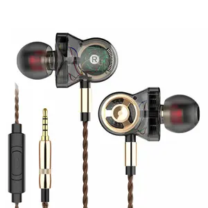 SD01 earbud dinamis kontrol kabel 3.5mm, Headset logam olahraga Gaming Stereo Hi-Fi dengan kabel