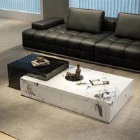 Juego de mesa de centro de mármol moderno para sala de estar, mesa de centro de mármol de lujo nórdico, gran oferta al por mayor