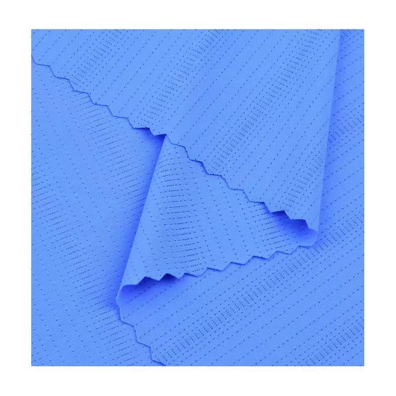 Фабричная нейлоновая тянущаяся трикотажная ткань из спандекса для сухой посадки, сетка с отверстиями, четырехсторонняя тянущаяся трикотажная ткань для йоги, Спортивная рубашка