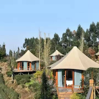 Serres de jardin hexagonales, bâtiments de luxe pour le glamping, villa, tente avec salle de bain
