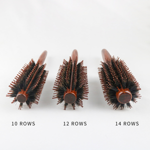 <span class=keywords><strong>Brosse</strong></span> à cheveux en poils de sanglier avec picots en nylon, manche en bois, pour démêler, lisser, boucler, volumiser et sécher les cheveux à la maison - Product Image 3