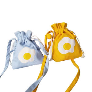 Huahao logo personnalisé sac à cordon coloré en toile de calicot en tissu doux avec double ficelle - Product Image 1