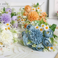 Set kantung teh bunga buatan, kantong teh bunga mawar Hydrangea dekorasi rumah bunga pernikahan