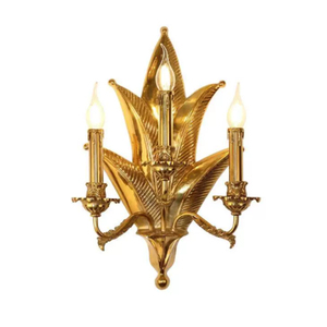 Applique murale en cuivre motif feuille d'érable, avec incrustation feuille de palmier et motif veiné de cuivre, luminaire bougie décoratif pour fond de club - Product Image 5