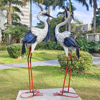 Grande statue d'héron/grue en métal Art Déco, faite à la main, ornement de jardin extérieur pour cour, patio, véranda et jardin arrière