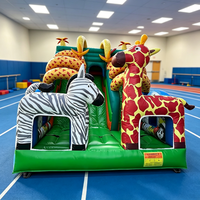Structure gonflable robuste en PVC, thème Safari Jungle, pour location événementielle et jeux familiaux en extérieur