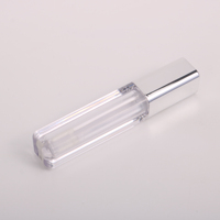 Tubes de brillant à lèvres carrés en plastique argenté à marque privée, avec bouchon à vis, contenants cosmétiques de luxe transparents vides pour rouge à lèvres liquide, personnalisables