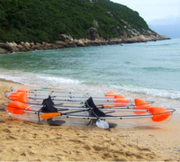 Kayak double en aluminium à fond transparent, cristallin, pour 2 personnes, avec pagaies, pour usage domestique et extérieur.