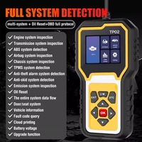 Nuevo Lector de Códigos TP02 en Inglés, Detector de Fallas de Coche Multifunción, Escáner OBD II de 16 Pines, Cable de Alimentación DC12V, Analizador Automático, 1 Año de Garantía