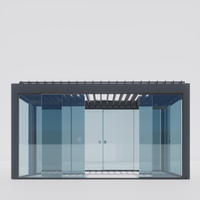 Venta directa de fábrica, toldo de pérgola de aleación de aluminio para jardín, Patio, pérgola hecha a medida con puerta de vidrio