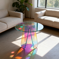 Table de bureau en acrylique transparente irisée avec 3 pieds
