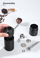 Moulin à café manuel portable en acier inoxydable 5-7 étoiles avec corps en alliage d'aluminium et broyeur à mèches réglable pour la maison et l'extérieur
