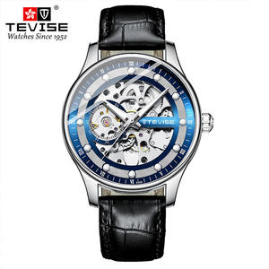 Montre automatique mécanique pour homme TEVISE T836D, nouveau modèle, cadran squelette, bracelet en cuir, aiguilles lumineuses, montre sport tendance - Product Image 3