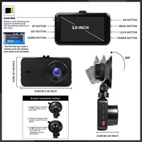 Caméra embarquée Podofo 3 pouces 4K double objectif avec enregistreur DVR, Wi-Fi, surveillance de stationnement 24h/24, enregistrement en boucle, caméra étanche OEM ODM