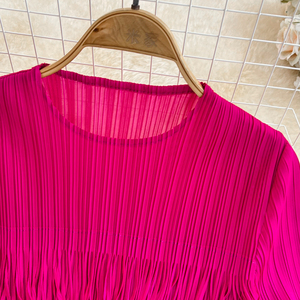 Vestido Largo Elegante con Pliegues, Estilo Socialité, Manga Corta, Cuello Redondo, Corte en A, con Flecos - Product Image 5