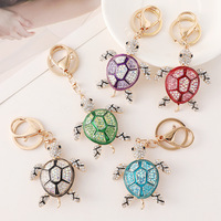 Porte-clés tortue Série Océan avec strass, breloque animale mignonne, pour clés de voiture, pendentif de sac, petit cadeau pour femmes et filles