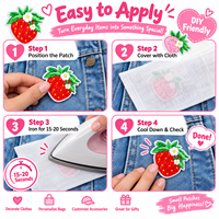 Patch brodé thermocollant ou à coudre, motif fraise, fruit mignon, rose, rouge, fleur Kawaii, vente en gros