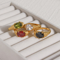 Bague ovale côtelée en acier inoxydable pour femme, étanche, inaltérable, couleur or, style vintage, cadeau bijou