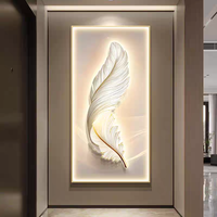 Bandes lumineuses LED à motifs plumeux de haute qualité en gros, peintures décoratives murales en céramique de cristal de diamant
