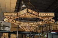 Grand Lustre Islamique Marocain en Fer Doré pour Mosquée, Éclairage de Décoration