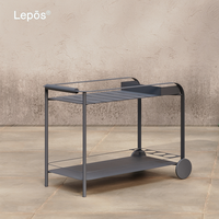 Chariot de service extérieur en aluminium pour café, restaurant, hôtel, terrasse, chariot de service commercial, chariot de bar roulant pour patio et jardin avec roues