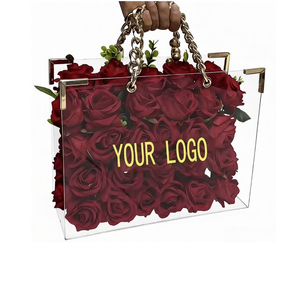 Boîte d'emballage portable haut de gamme pour <span class=keywords><strong>fleurs</strong></span>, grande taille, boîte à <span class=keywords><strong>fleurs</strong></span> créative en acrylique, boîte décorative pour la Saint-Valentin - Product Image 1