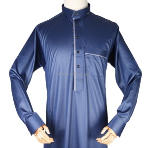 Ventes Flash Caftan Homme Daffah Traditionnel Musulman Brillant d'Été, Jubbah Ethnique <span class=keywords><strong>Jilbab</strong></span> Khimar Maxi Qamis Boubou Vêtements Islamiques - Product Image 6