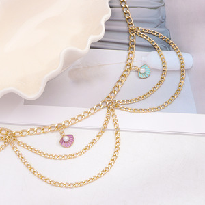 สร้อยคาดเอวสไตล์โบฮีเมียนสุดเก๋ ประดับพู่และเปลือกหอย สีทอง เหมาะสำหรับวันพักผ่อนริมชายหาด สร้อยหลายชั้น ทำจากโลหะผสมสังกะสี - Product Image 3