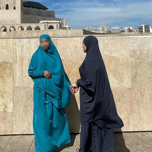 2022中东马来纯色两件式蝙蝠袖两件式套装祈祷Abaya Jilbab - Product Image 3