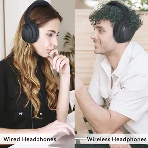 Wireless Noise Cancelling Over-Ear Bluetooth 5.3 Headphones with Microphone Deep Bass and Stereo Sound