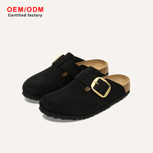Mules en daim de vache pour hommes, style sabot à plateforme en bois, confortables, rétro, souples, antidérapantes, légères, décontractées, chaussures plates à enfiler - Product Image 1