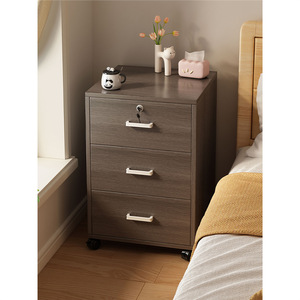 Armoire de chevet minimaliste moderne avec serrure et roulettes pour le rangement de la chambre à coucher, utilisation par les enfants RK026 - Product Image 2