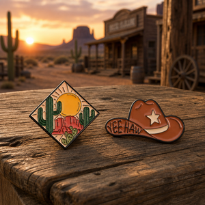 Colección de Broches de Esmalte Duro Metálicos Estilo Vaquero del Oeste, con motivos de Yee Haw, Sombrero, Botas, Estampado de Vaca, Cactus y Desierto, Insignia Campestre, Regalo para Mujeres - Product Image 3