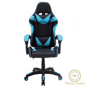Chaise de jeu classique noire et bleue, ergonomique, à dossier haut, pivotante et réglable, pour joueurs et <span class=keywords><strong>bureau</strong></span> - Product Image 2