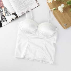 Camisola Cómoda con Pliegues I-0283, Estilo Moderno, Sexy, Sin Costuras, Sujetador Envolvente Invisible, Copa Fija, Tirantes, Top de Seda Helada - Product Image 4