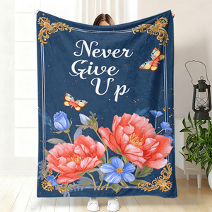 Couverture en flanelle à motif floral, couverture de canapé, couverture de sieste, légère et respirante pour la chambre à coucher, le salon, impression personnalisée OEM ODM - Product Image 1