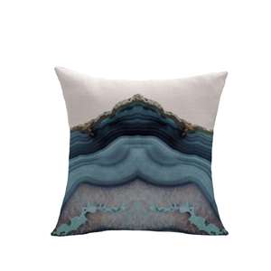 Housse de coussin de canapé de bureau en lin imprimé vintage bleu océan - Product Image 2