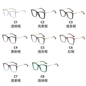 Monture de lunettes en métal TR90 87063, rectangulaire, anti-lumière bleue, monture complète unisexe, verres plats avec charnière élastique - Product Image 2