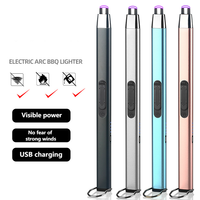 Briquet à arc USB Type-C en alliage de zinc, coupe-vent, à allumage sécurisé par impulsion, pour cigares et camping