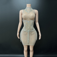 Novance Y2878 Robes de Cocktail Sexy pour Femmes 2026 Nouvelle Collection Col Montant Sans Manches Strass Vêtements d'Été pour Femmes