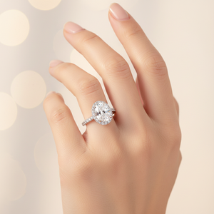 Nhẫn kim cương nhân tạo đạt chứng nhận IGI, 0.576ct, cắt oval sáng, viền đá mạ vàng bạch kim PT950, dành cho thời trang. - Product Image 4