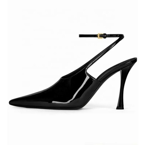 Zapatos de tacón de aguja finos con logo personalizado y huecos laterales para mujer, sandalias con tiras cruzadas y hebilla, ideales para citas. - Product Image 2