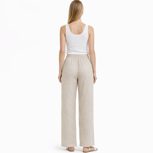 Pantalons <span class=keywords><strong>en</strong></span> coton et <span class=keywords><strong>lin</strong></span> droits décontractés pour femmes, vente <span class=keywords><strong>en</strong></span> gros, sur mesure, été - Product Image 2