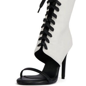 Women's Lace up Summer Short <b>Boots</b> Single Band Back Zipper Ankle <b>Boots</b> Thin High Heels Sandals Stiletto Shoes - Product Image 6