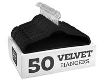 Cintres en Velours Noir Classiques Antidérapants Fins Gain de Place Floqués pour Jupes Costumes Manteaux Lot de 50 Pièces en Gros pour Vêtements
