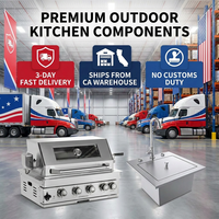 Kit de cuisine extérieure modulaire de luxe en acier inoxydable 304 avec 4 brûleurs à gaz, évier et brûleur latéral, en stock aux États-Unis