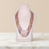 Collier de perles facettées en tourmaline naturelle et perles de culture