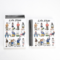 Cuaderno Espiral de Tapa Dura con Hojas Sueltas A5, 100 Hojas, Diseño de Personajes de Dibujos Animados, Estilo de Vida Lindo, Diario con Líneas para Estudiantes Escolares