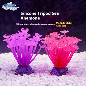 Fabricante Vendas Diretas Colorido Três-Pronged Anêmona Silicone Aquarium Decor Simulado Ornamentos Coral para Fish Tank - Product Image 2