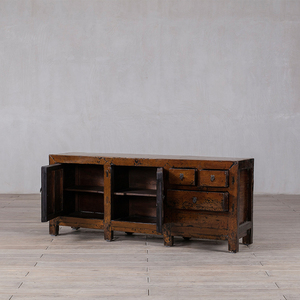 Buffet de style chinois traditionnel en bois massif, reproduction antique, finition brillante, meuble de salon - Product Image 3